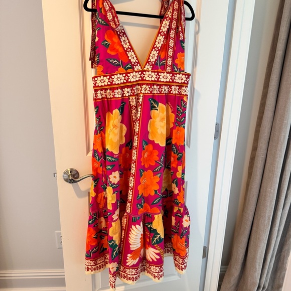NWT Farm Rio Flower Tapestry Tie Shoulder Midi Dress | XL - Picture 8 of 8